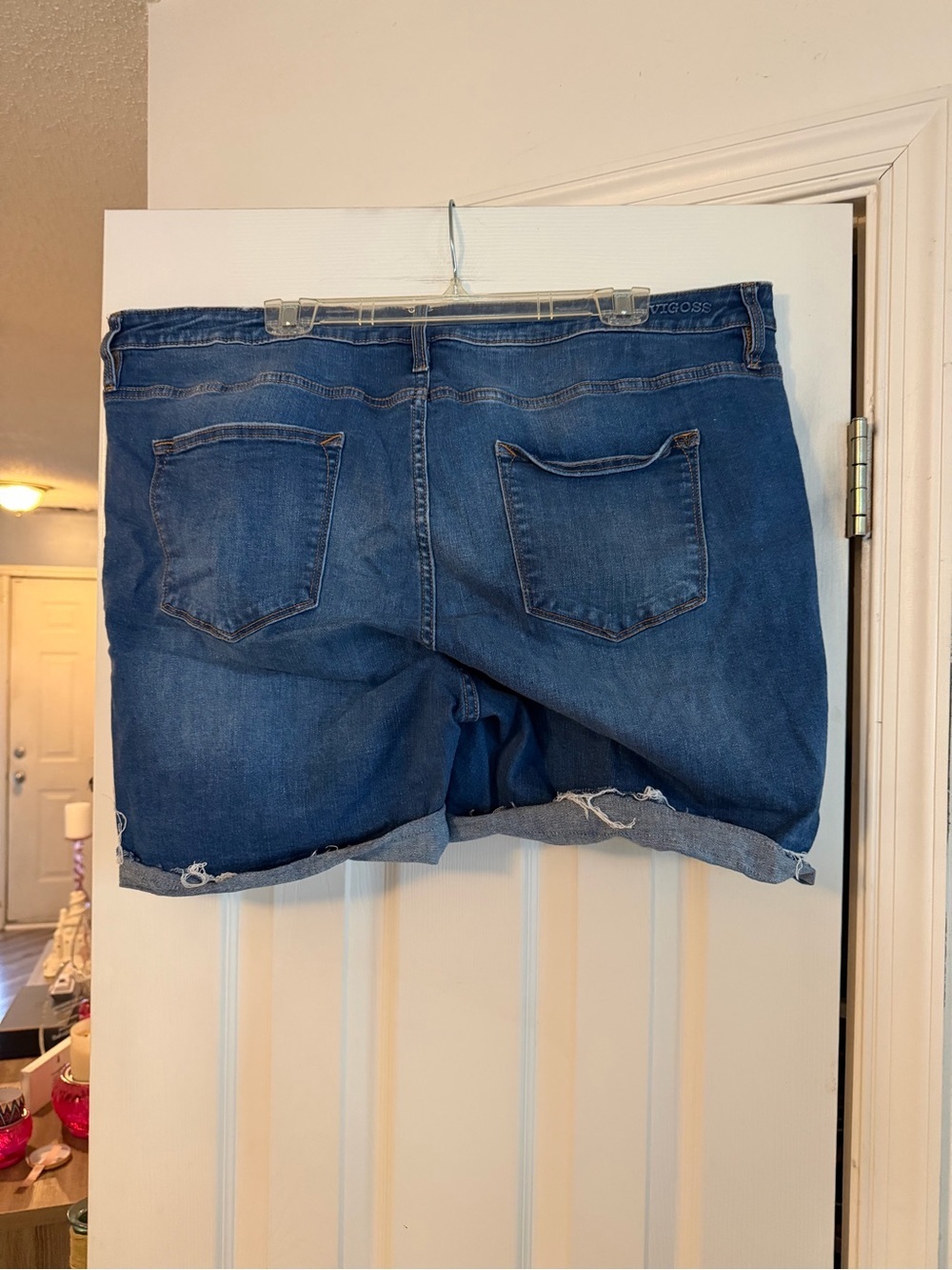 Vigoss Distressed Medium Blue Denim Cutoff Shorts - Picture 2 of 4
